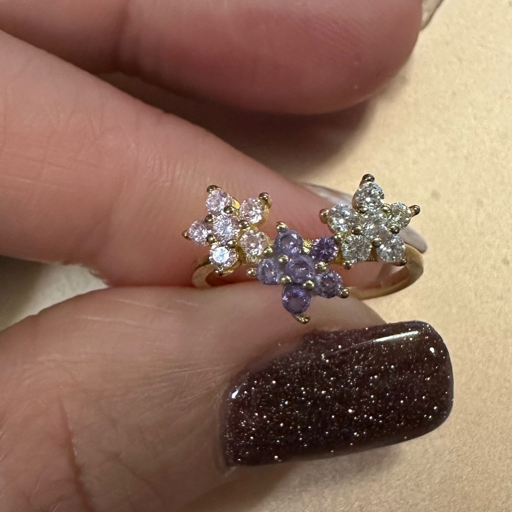 14 gold over silver  flower girl ring
